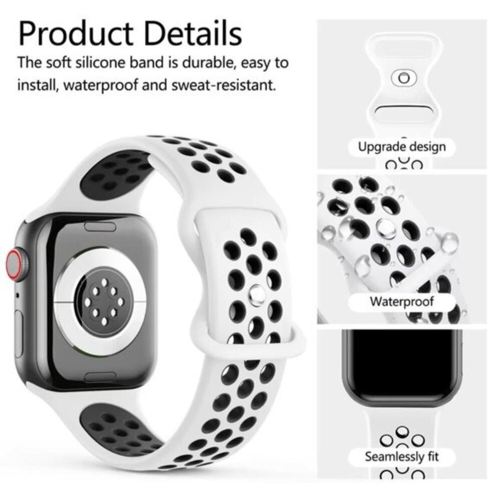 NEW[BAND] BK-GRAY Sport Silicone For Apple Watch - Picture 3 of 3
